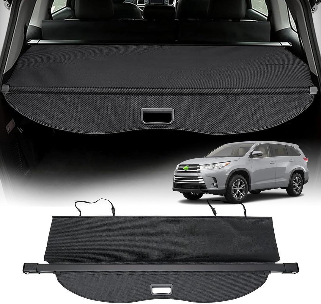 Powerty Cargo Cover for 2014-2019 Toyota Highlander Accessories, Trunk Cover Retractable Trunk Shielding Shade Cargo Luggage Cover No Gap