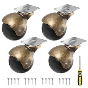 2 in Ball Caster Wheels - Heavy Duty 1200LBS,360 Swivel,Top Plate Casters Set of 4,Low Noise,Non Marking,Brass Antique Castor Wheels for Furniture,Chairs, Cabinets,Carts