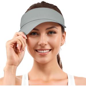 Sukeen Sports Sun Visor for Men Women Lightweight Empty Top Visor Hat Adjustable Packable Sun Hat for Golf, Daily Wear Grey