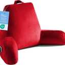 OAISZ Reading Pillow for Sitting in Bed Adult, Reading Pillow with Shredded Memory Foam, Bed Pillow with Washable Cover, Back Pillow Sitting Up with Extend Arms, Red, X-Large