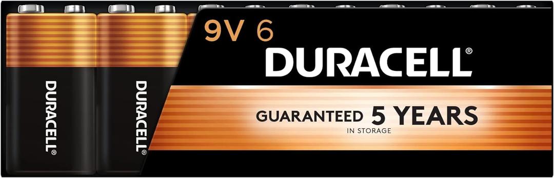 Duracell Coppertop 9V Battery, 6 Count (Pack of 1), 9 Volt with Long-lasting Power, All-Purpose Alkaline 9V Battery for Household and Office Devices