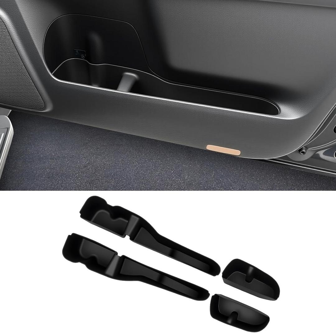 4PCS Door Side Cup Holder Inserts for 2010-2024 Toyota 4Runner Soft Front & Rear Side Door Storage Box Car Side Organizer Inserts Pocket for 4 Runner Interior Accessories