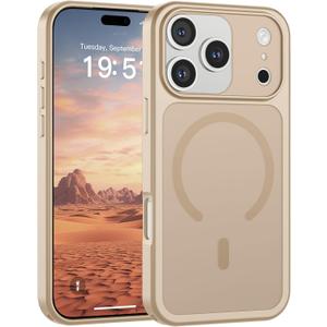SUPFINE Magnetic for iPhone 17 Pro Case (Compatible with MagSafe)(Military Grade Drop Protection)(Camera Protection) Translucent Matte Shockproof Phone Cover,Desert Gold