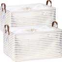 Hinwo 70L Extra Large Storage Bins, 2-Pack Closet Organizers and Storage, Foldable Clothes Storage Baskets with Handles, Containers for Clothing, Blanket, Comforters, Toys, Bedding (Gold Stripe)