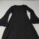 Saodimallsu Women's Bell Long Sleeve Knit Dress Ruffle Bodycon Ribbed Cocktail Party Crew Neck Midi Sweater Dresses (Small, Black)