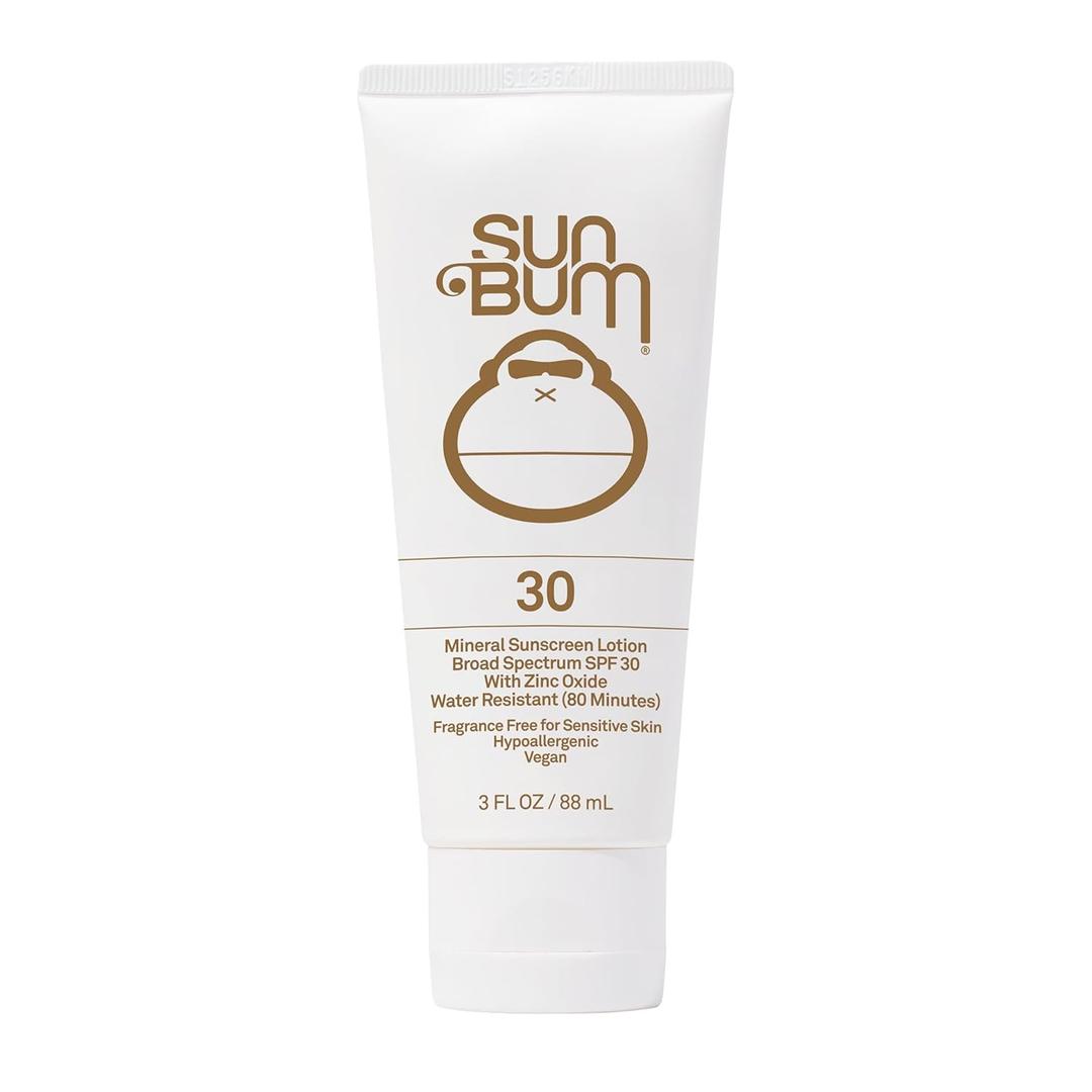 Sun Bum Mineral SPF 30 Sunscreen Body Lotion - Broad Spectrum Moisturizing Facial Sunscreen with Vitamin E - Vegan and Hawaii 104 Act Compliant (Without Octinoxate & Oxybenzone) - Travel Size - 3 oz