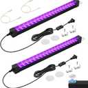 395NM Black Light Bar 18W, UV Blacklight Strip for Glow Party, Linkable LED Black Lights with ON/Off Switch, for Uranium Glass Curio Display Cabinetry Halloween, 15.8Inch, 2Pack