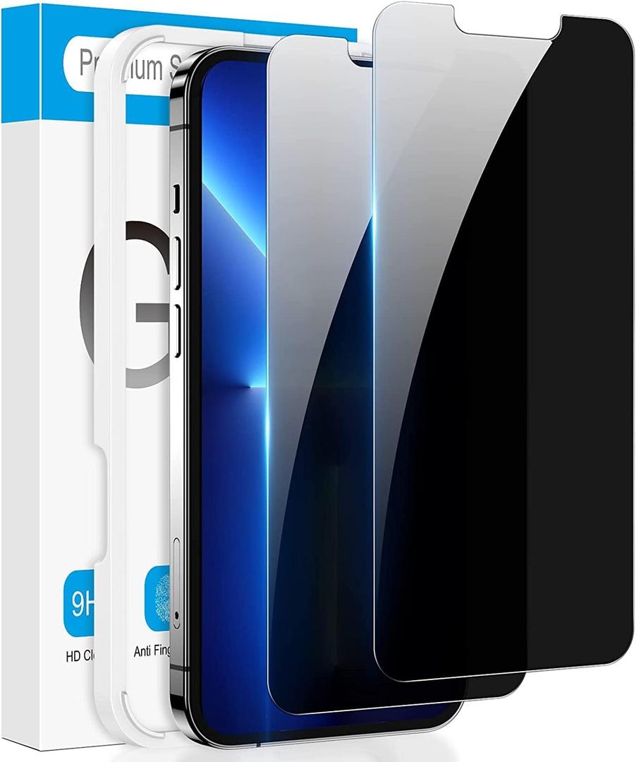 Fotbor for iPhone 14 Plus & iPhone 13 Pro Max Privacy Screen Protector, 2 Pack Privacy Screen, Anti Spy Tempered Glass Film with Easy to Install Kit, 6.7 Inch (Black)