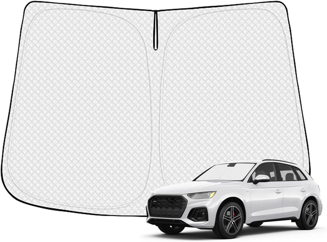 Canvcle Windshield Sun Shade for 2018-2025 2026 Audi Q5 Accessories Thicken 6-Layer Front Window Sunshade Cover Sun Visor Protector Foldable Block UV Rays Keep Vehicle Cool