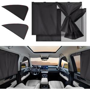 XCBYT Car Window Shades for Side Window Car Sun Shade Baby with Double Layer Blackout Half-See Options, Car Curtains for Blocking UV, Heat and Safe Driving (4 PCS) (CL-SJ-HJ 4PCS)