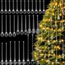 Amyhill 80 Pcs Christmas Teardrop Ornaments, Hanging Acrylic Crystal Raindrop Ornaments for Christmas Xmas Holiday Party Decorations