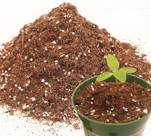 3QT Potting Soil Mix for Indoor Plants - Contains Perlite, Peat Moss, Coco Coir & Rice Charcoal, Natural & Organic Material with Well-Draining, Light & Aerated Texture for Healthy Roots & Fast Growth