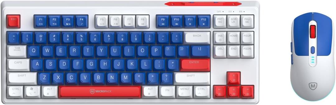 Computer Wireless Keyboard and Mouse Combo with Type-C Dongle for PC Laptop, 2.4 GHz Rechargeable RGB Backlit Creamy Keyboard Works with Windows & MacOS (Navy)