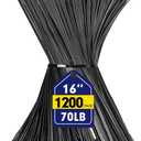 Zip Ties, RAZCC 1200pcs Black Cable Zip Ties 16 Inch, Heavy Duty Plastic Wire Ties with 70lb Tensile Strength, Self-Locking Black Nylon Tie Wraps for Indoor and Outdoor