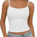 Lingswaollow Women Adjustable Spaghetti Strap Sleeveless Y2K Crop Tank Top (White, L)