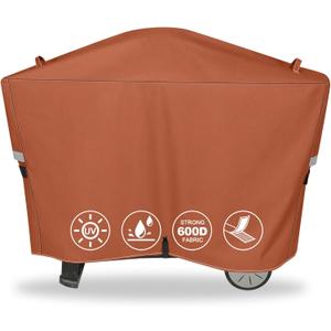 QuliMetal 7112 Grill Cover for Weber Q2000, Q2200, Q2400, Q2000N+, Q2800N+, Q300, Q320, Q3000, Q3200 Gas Grills, Heavy Duty BBQ Gas Grill Cover, 600D, Brown (57")