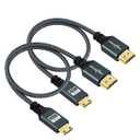 Twozoh Mini HDMI to HDMI Cable 6.6FT 2 Pack, Nylon Braided HDMI to Mini HDMI Support 3D/4K@60Hz 18Gbps/2160P/1080P for Nikon/Canon DSLR, Camcorder, Laptop, Tablet and Graphics/Video Card