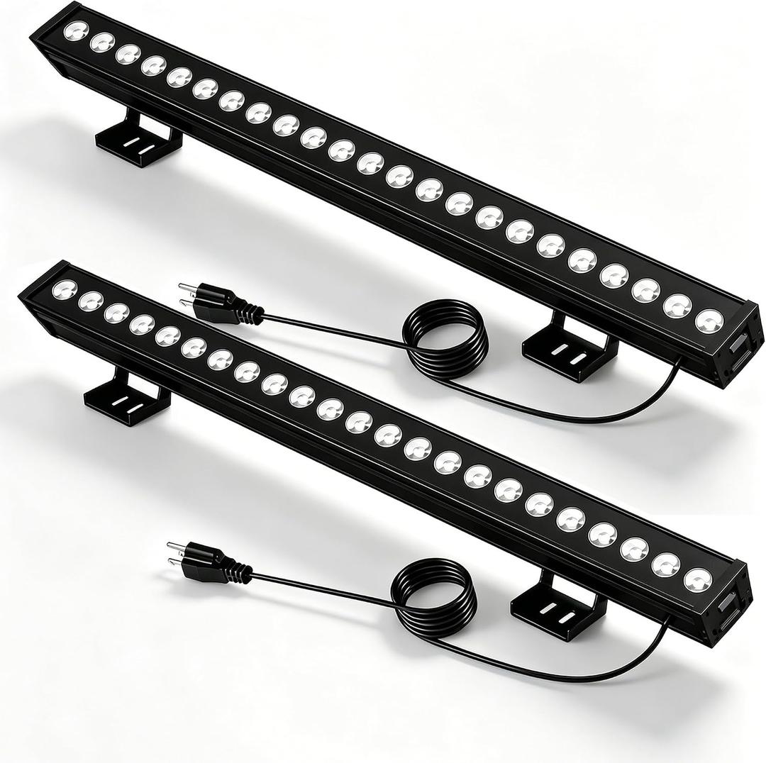 2Pack 72W Outdoor Wall Washer Lights, 40 Inch 5000K Daylight White LED Wall Washer Light Bar, 120V Waterproof IP67 Outdoor LED Light Bar for Outdoors, Plug and Play