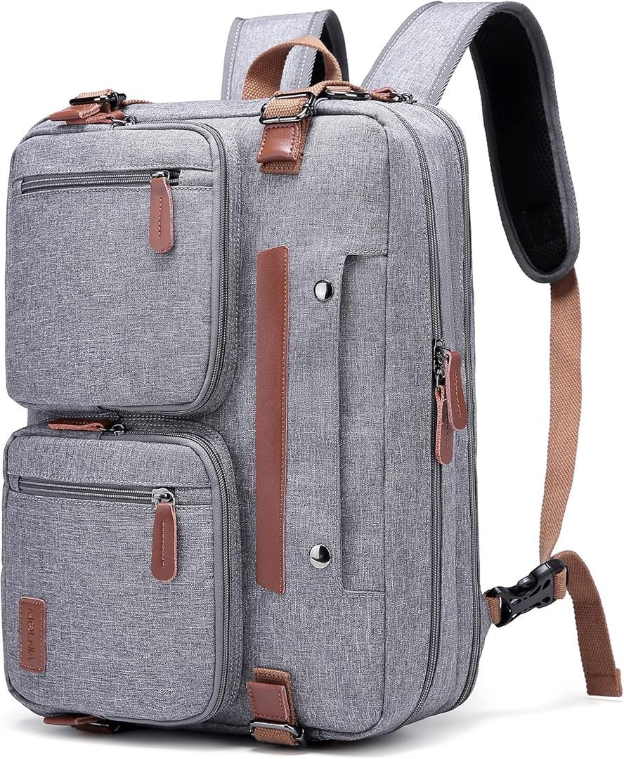 MOLNIA 3 in 1 Laptop Bag for Men, 17.3 inch Computer Bags for Men, Laptop Backpack, for Travel Business Work, Briefcases Messenger Bag for Men Women, Grey