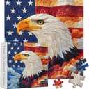 PICKFORU Embroidery Eagle Jigsaw Puzzles 1000 Pieces, American Flag Puzzles for Adults, Colorful Patch Theme as Home Decor