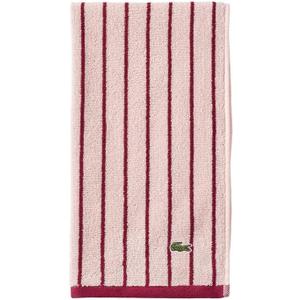 Lacoste Centre Mark Towel  100% Soft Cotton Jacquard Stripe Design, Lightweight, Absorbent & Durable, Quick Drying, Pink, 16"x30" Hand Towel