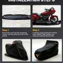 COVERVIN Full Enclosed Motorcycle Cover, 600D Heavy Duty Waterproof Motorcycle Cover, Outdoor UV Protection with Reflective Strips, Fits 108" Harley Honda Yamaha Suzuki, Cruiser, Touring Black