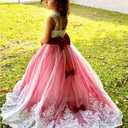 Princess Lilac Long Girls Pageant Dresses Kids Prom Puffy Tulle Ball Gown (Pink) One Size