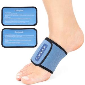 Comfpack Cold Therapy Wrap with 2 Packs for Pain Relief, Reusable Gel Ice Packs for Foot Plantar, Wrist, Ankle, Great for Sprains, Muscle Pain, Bruises, Injuries (Blue)