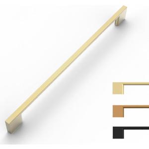 Brushed Gold Cabinet Pulls - 10 Pack, 10 Inch Handles, Brass Dresser Pulls, Kitchen Handles (10"/254MM Hole Center)