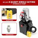 Nakkaa 12V DC Hydraulic Power Device 8 Quart Single Acting Hydraulic Dump Trailer Pump for Lifting and Lowering Dump Trailer Trucks