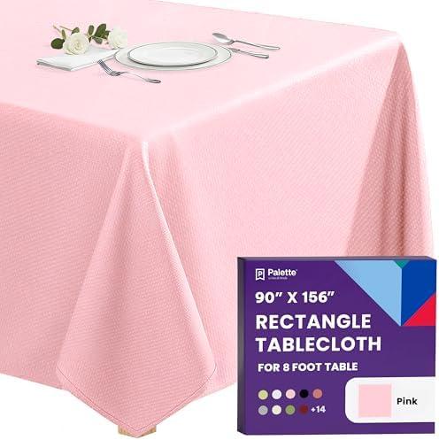 Gee Di Moda Rectangle Tablecloth - 90 x 156 Inch Pink Table Cloth for 8 Foot Tables with Floor-Length Drop - Heavy Duty Washable Fabric for Holiday Party, Dinner, Weddings & Baby Shower