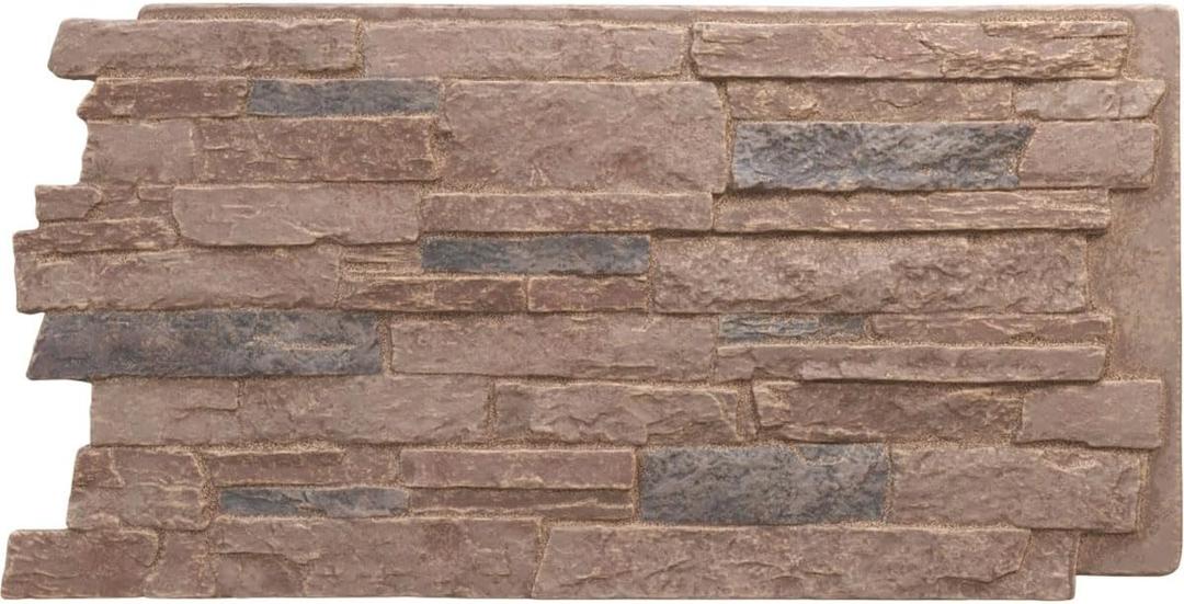 EverStone Acadia Ledge Faux Stone Panel, 49"W x 25 1/2"H x 1 1/4"D, Orchard Cliff Color