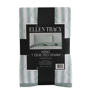 Ellen Tracy Stripe Single King Quilted Sham - Green 1 Quilted Sham 20x36 100%Polyester