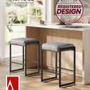 VASAGLE EKHO Collection - Bar Stools Set of 2, Counter Height Bar Stools, Synthetic Leather with Stitching, Mid-Century Modern Counter Stools, 26-Inch Tall, Kichen Home Bar Dining Room, Dove Gray