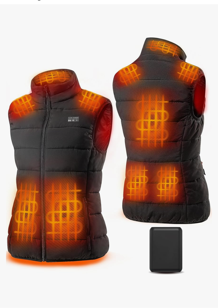 Heated Vest Jackets for Women With Rechargeable Up to 14H Life，3S Rapid Heating Insulate Vest With Light-Off Design, Size:L