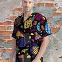 Funny Hawaiian Shirt for Men Casual Short Sleeve Button Down Beach Shirts Printed Tropical Vacation Shirts (Black, L)