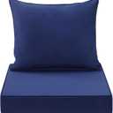 Outdoor Seat Cushion Set 22x22 Inch Waterproof & Fade Resistant Cushions for Patio Furniture, Removable Cover Deep Seat & Back Cushion with Handle and Adjustable Straps for Chair Sofa, Blue (22 x 22 Inch)