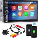 Double Din Car Stereo with Wireless Apple CarPlay & Android Auto, 7" Touchscreen Car Radio Receiver W/Bluetooth, Backup Camera, Mirror Link, AM/FM (UN-1701C)