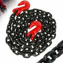 1/2" x 20' G80 Tie Down Chain w/ Grab Hooks - 12,000 lbs WLL