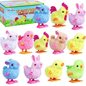 Max Fun 12Pcs Easter Wind Up Toys Easter Basket Stuffers Chicks Bunny Assortments for Easter Party Favors Easter Basket Fillers Easter Egg Hunt Easter Toys for Kids Ages 4-8