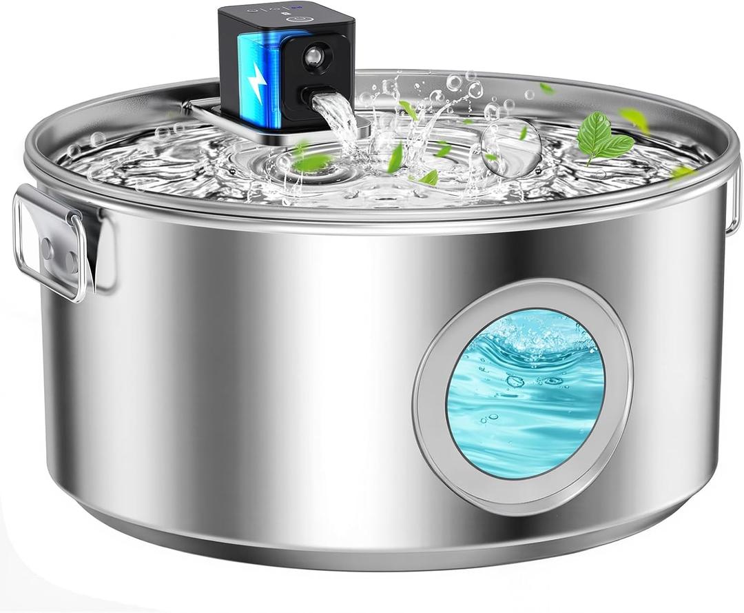Wireless Dog Water Fountain for Large Dogs, 12L/3.2Gal Stainless Steel Dog Water Fountain with Motion Sensor, 3 Modes & 4000mAh Battery Operated, Super Quiet & Multi-Filtered with 4 Filters