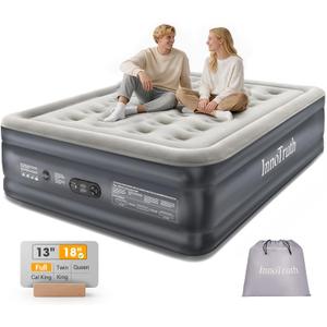 InnoTruth Air Mattress Full with Built in Pump, Inflatable Blow up Mattress, 18" Raised Colchones Inflables Air Bed for Guests & Home, Ideal for Home Use and Outdoor Camping, 600lb Weight Capacity (Grey)
