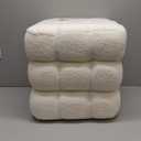 White Square Ottoman 17''3 Cube Pouf Installed,Sturdy Wooden Frame,Capacity 330 lbs,Modern Sofa Stool Fuzzy Sherpa Footstool,Foot Rest,Cube Boucle,Vanity Stool,for Couch Living Room