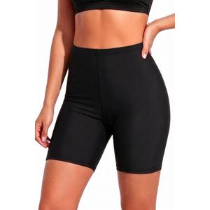 Holipick Womens High Waisted Swim Shorts 5"/7" Tummy Control Bottom (Black, M)