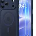 JJL for iPhone 17 Pro Case with 2 Pack Screen Protectors, Compatible with MagSafe, Full Camera Protection, Translucent Matte Magnetic Phone Cover, Deep Blue