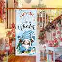 Winter Holiday Door Cover, Hello Winter Dwarf Door Decoration, Christmas Door Cover, Christmas Indoor and Outdoor Decoration Holiday Supplies (29.5x71 inches)