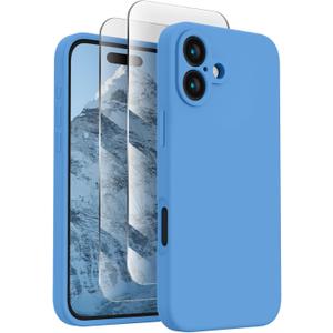 FireNova Designed for iPhone 16 Case, Silicone Upgraded [Camera Protection] Phone Case, Soft Anti-Scratch Microfiber Lining Inside, 6.1 inch, Blue