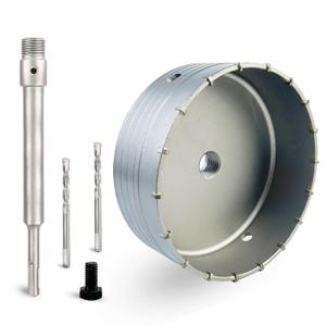 6-5/16" Concrete Hole Saw, 160mm Tungsten Steel Core Bit for Cinder Block, Brick, Rock, Plank Walls for Pipes or mini Split Lines, with SDS Plus Shank and 2 Center Positioning Drill Bits.