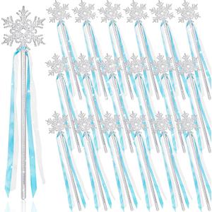 Silver Snowflake Magic Wand - 36 Pcs Frozen Snowflake Princess Wand Winter Theme