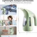 HiLIFE Steamer for Clothes, Portable Handheld Design, 240ml Big Capacity, 700W, Strong Penetrating Steam, Removes Wrinkle, for Home, Office and Travel(ONLY FOR 120V)(Green)